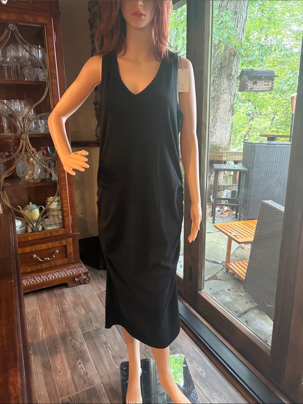NWT Women's Ribbed Sleeveless dress with ruched sides, size XL.